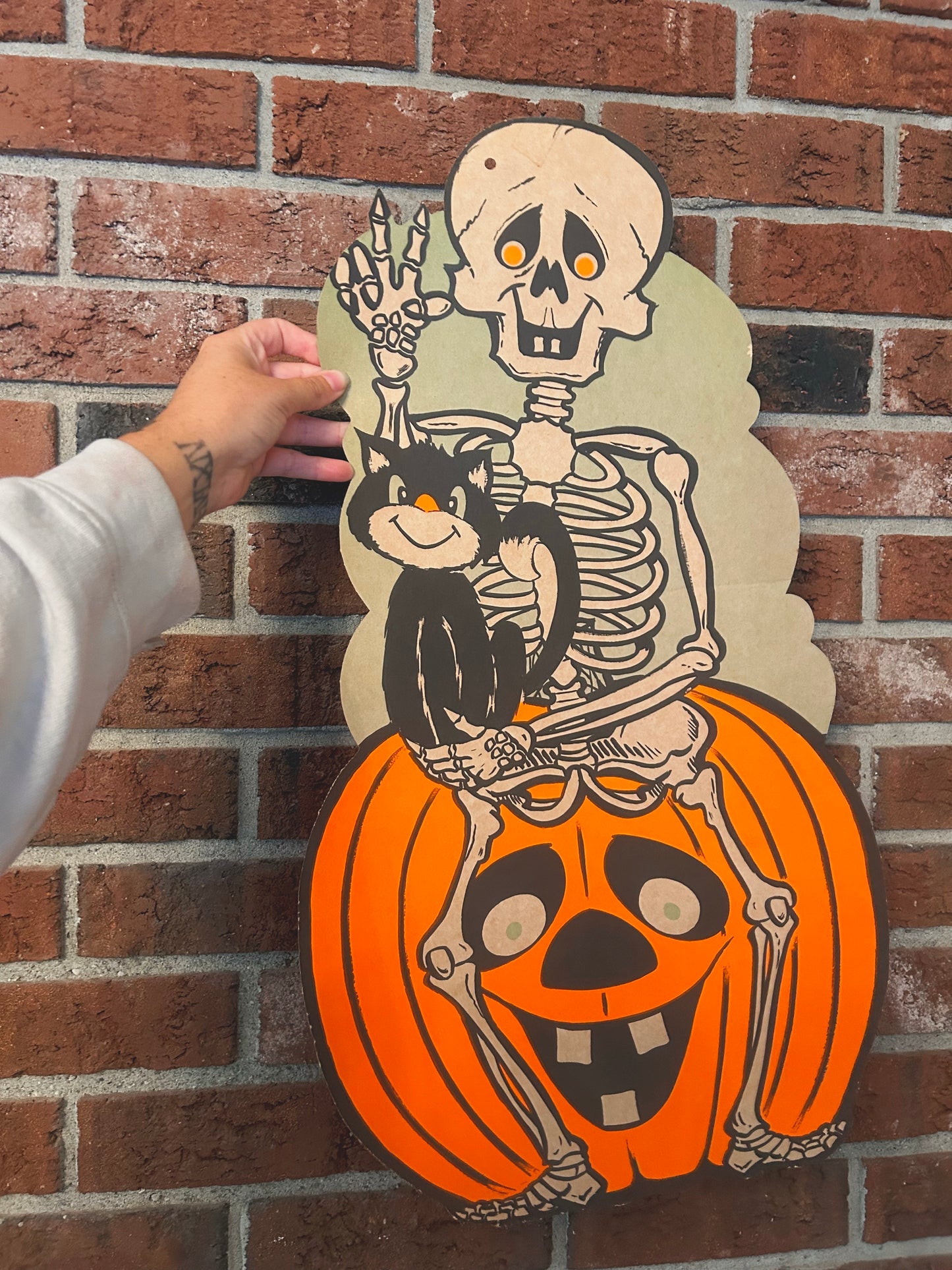 1950’s skeleton pumpkin die cut double sided
