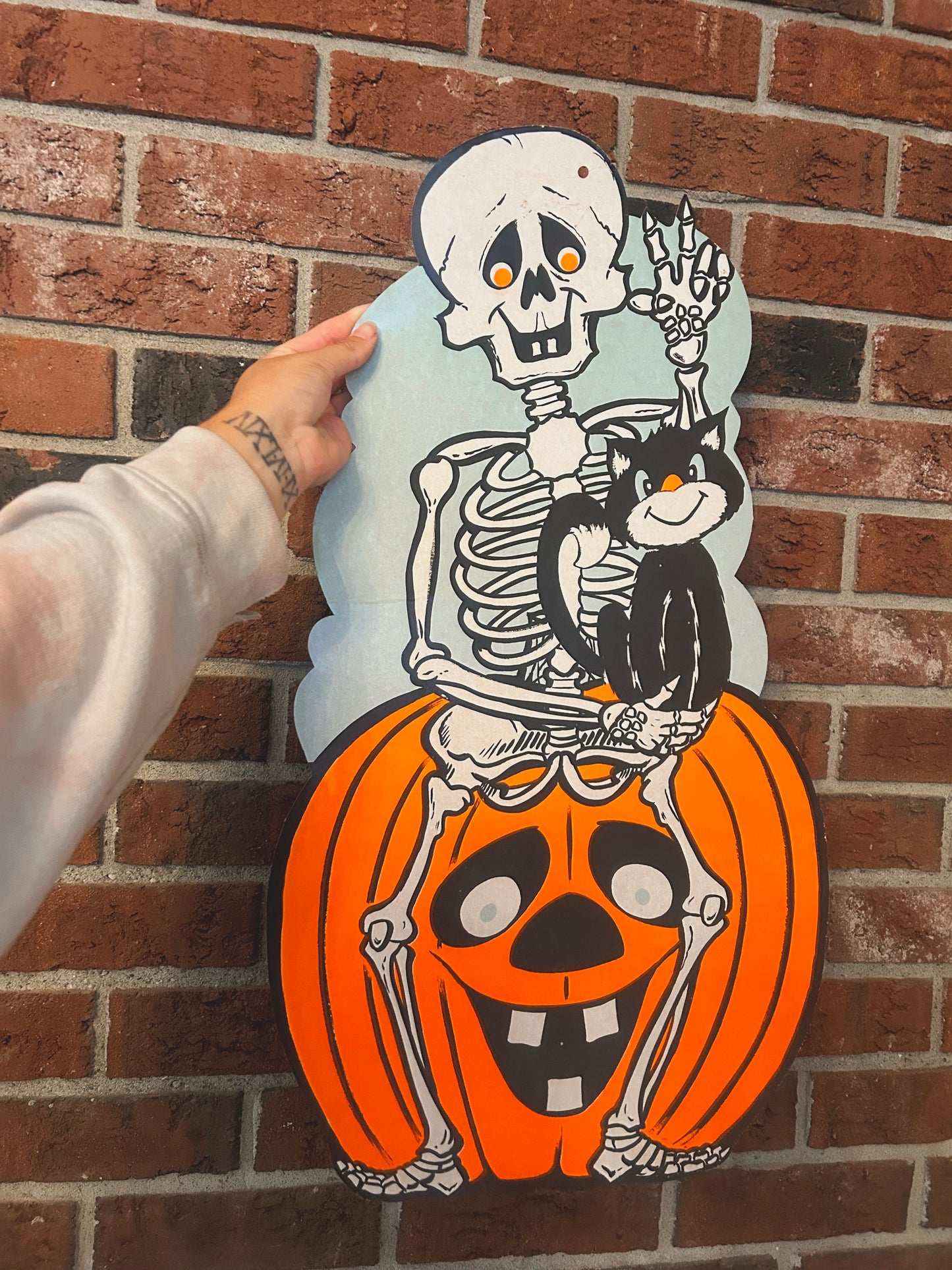 1950’s skeleton pumpkin die cut double sided