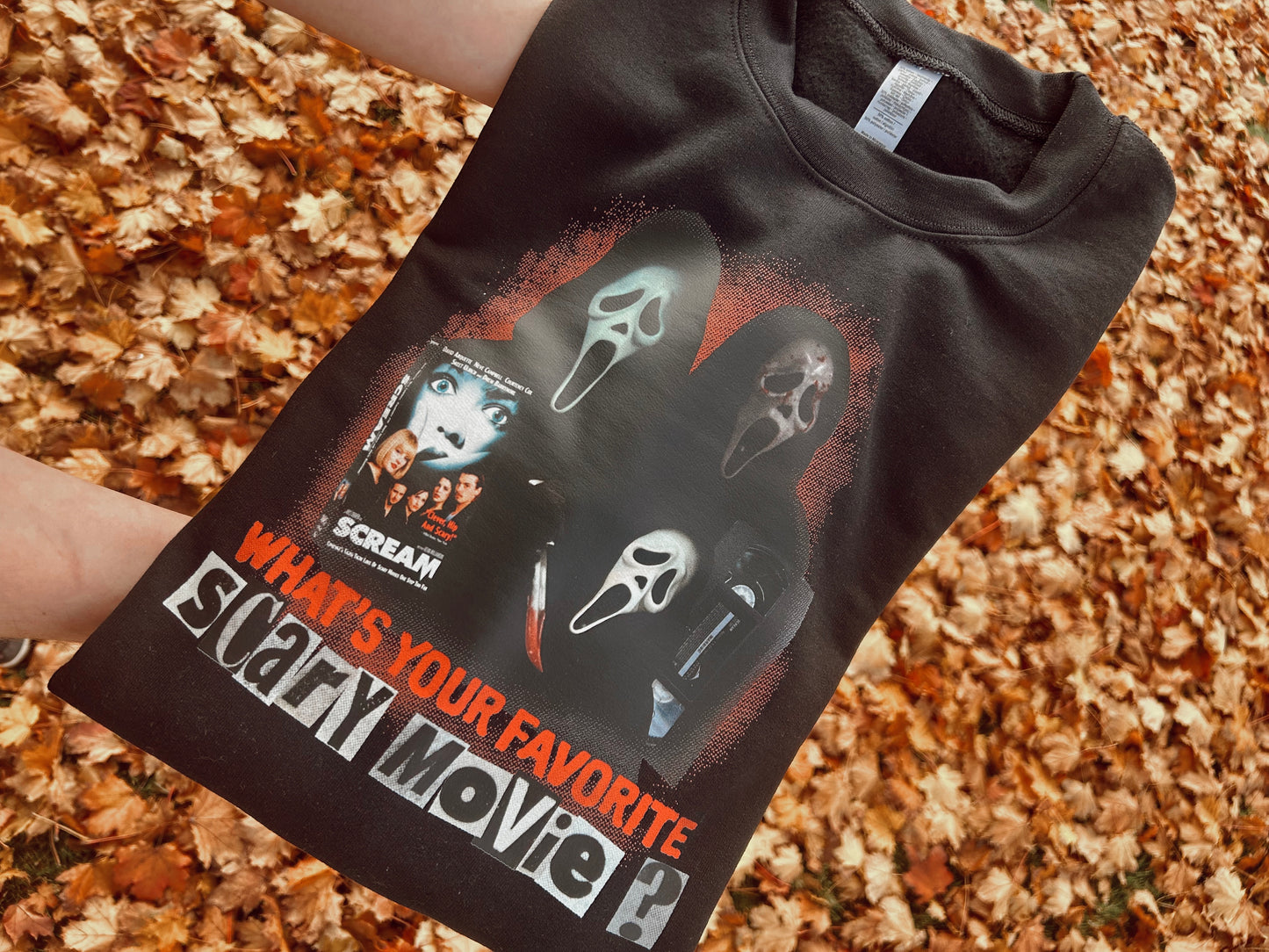 What’s Your Favorite Scary Movie collage pullover