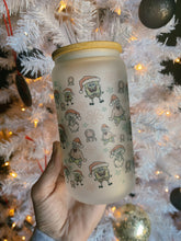 Christmas Sponge frosted 16oz glass