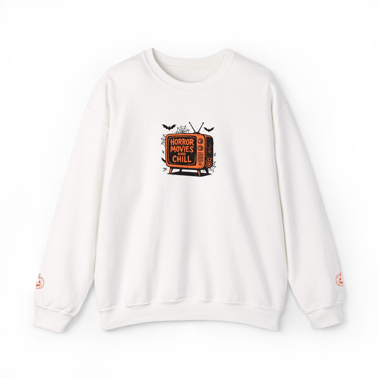 Halloween TV Crewneck Sweatshirt — "Spooky Girl" Retro Haunted TV Graphic