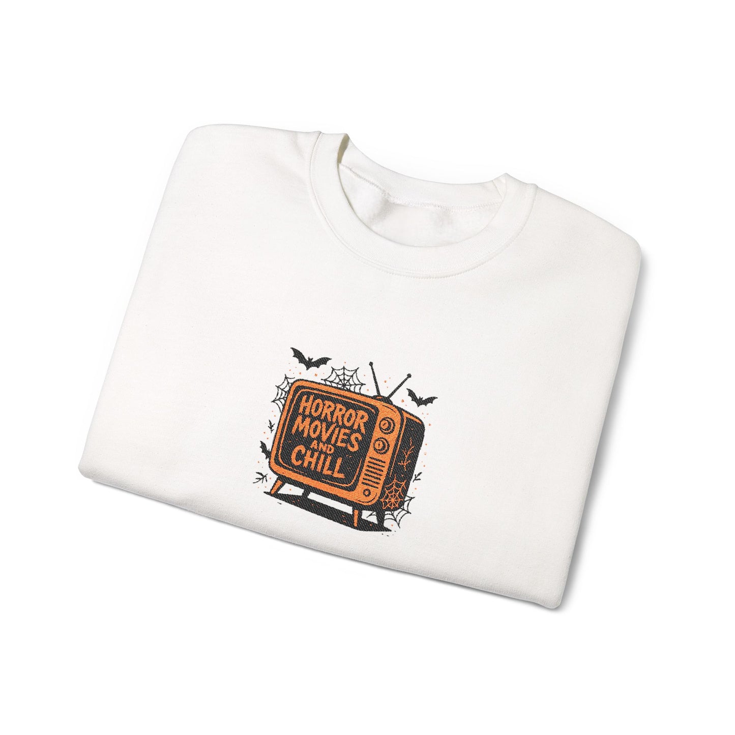 Halloween TV Crewneck Sweatshirt — "Spooky Girl" Retro Haunted TV Graphic
