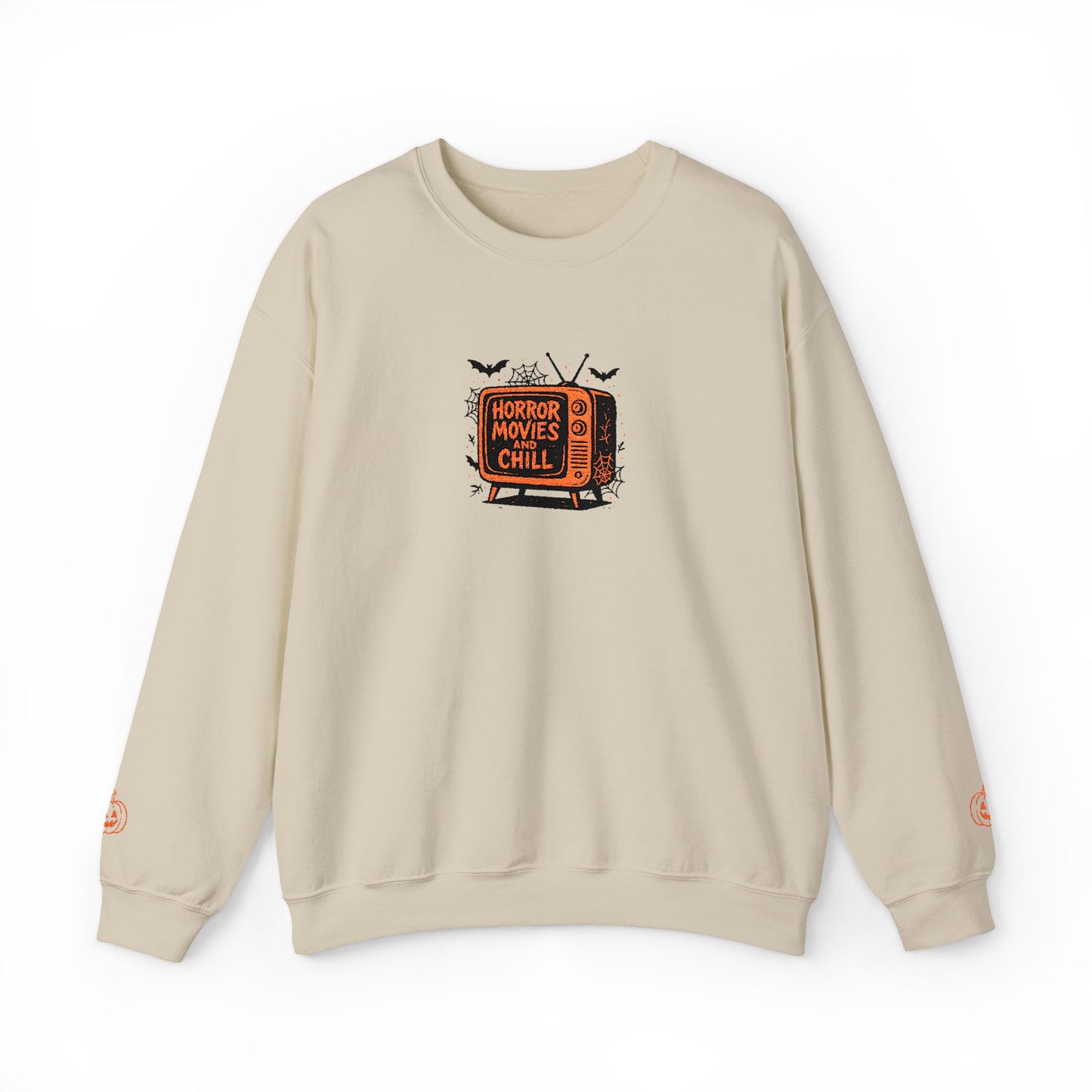 Halloween TV Crewneck Sweatshirt — "Spooky Girl" Retro Haunted TV Graphic