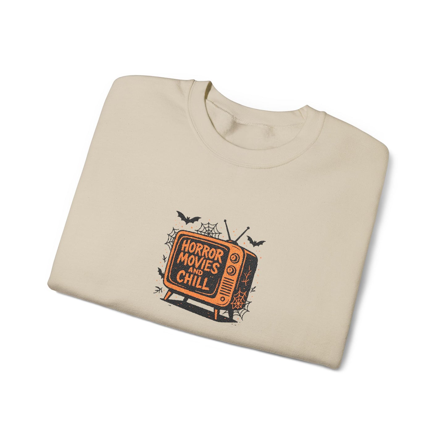Halloween TV Crewneck Sweatshirt — "Spooky Girl" Retro Haunted TV Graphic