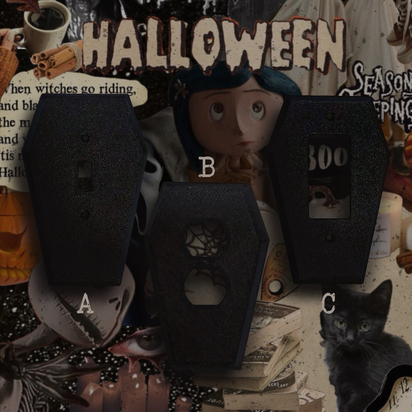 Coffin switch plates (3 different styles to choose from)