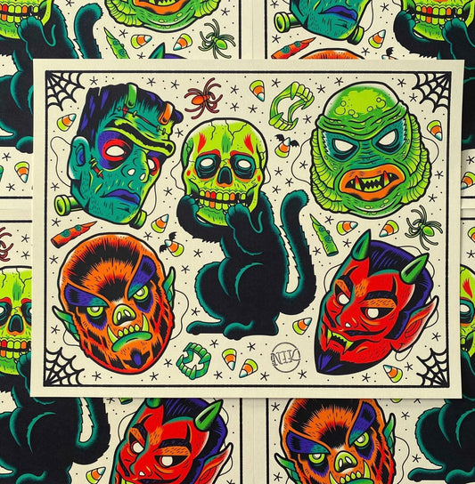 Vintage Halloween Masks  11x14