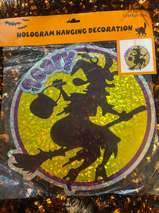 Witch holographic hanging decoration (set of 2)