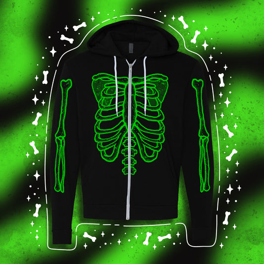 Skeleton zip up hoodie