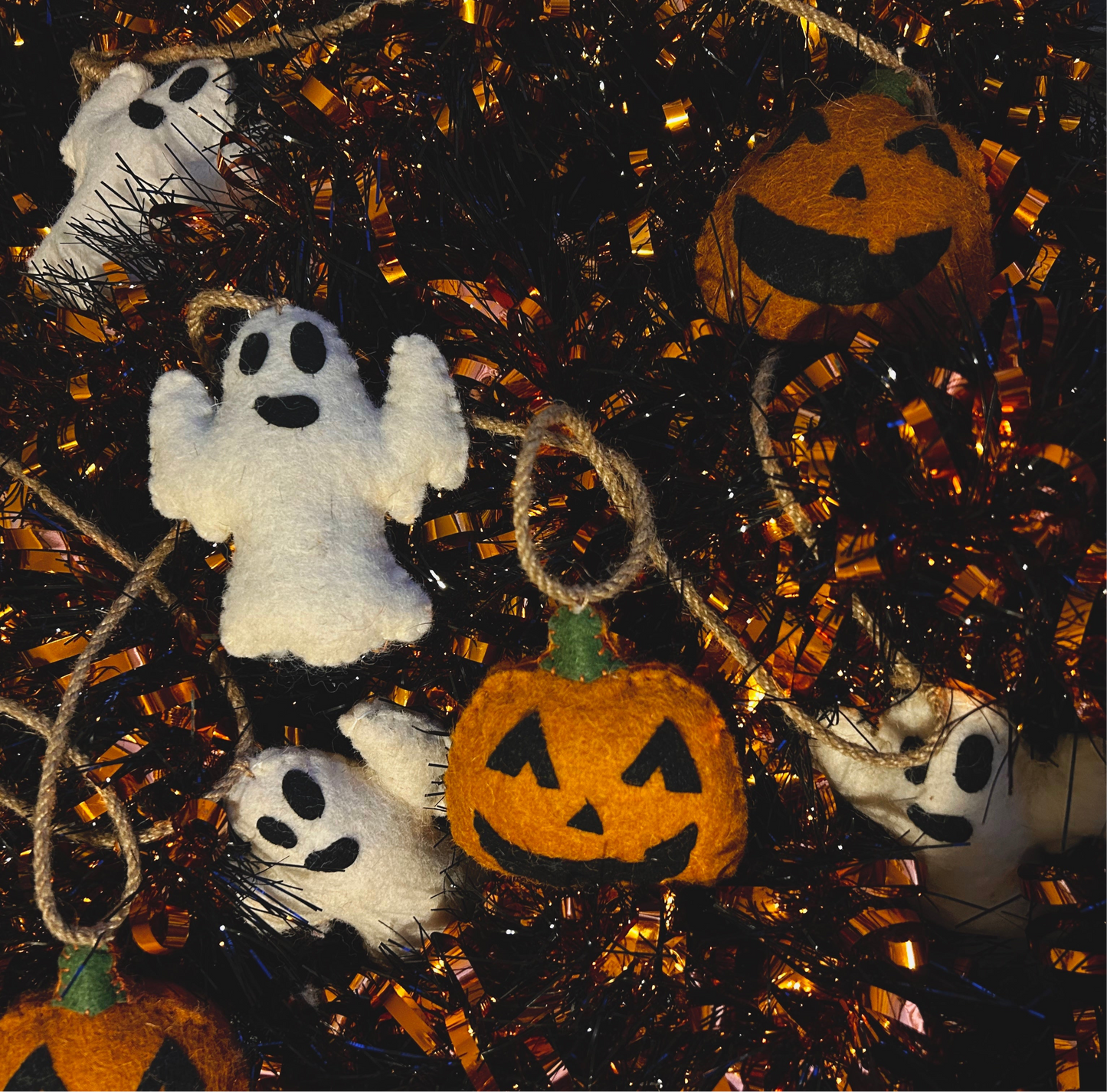 Jack O Lantern + Ghost felt garland