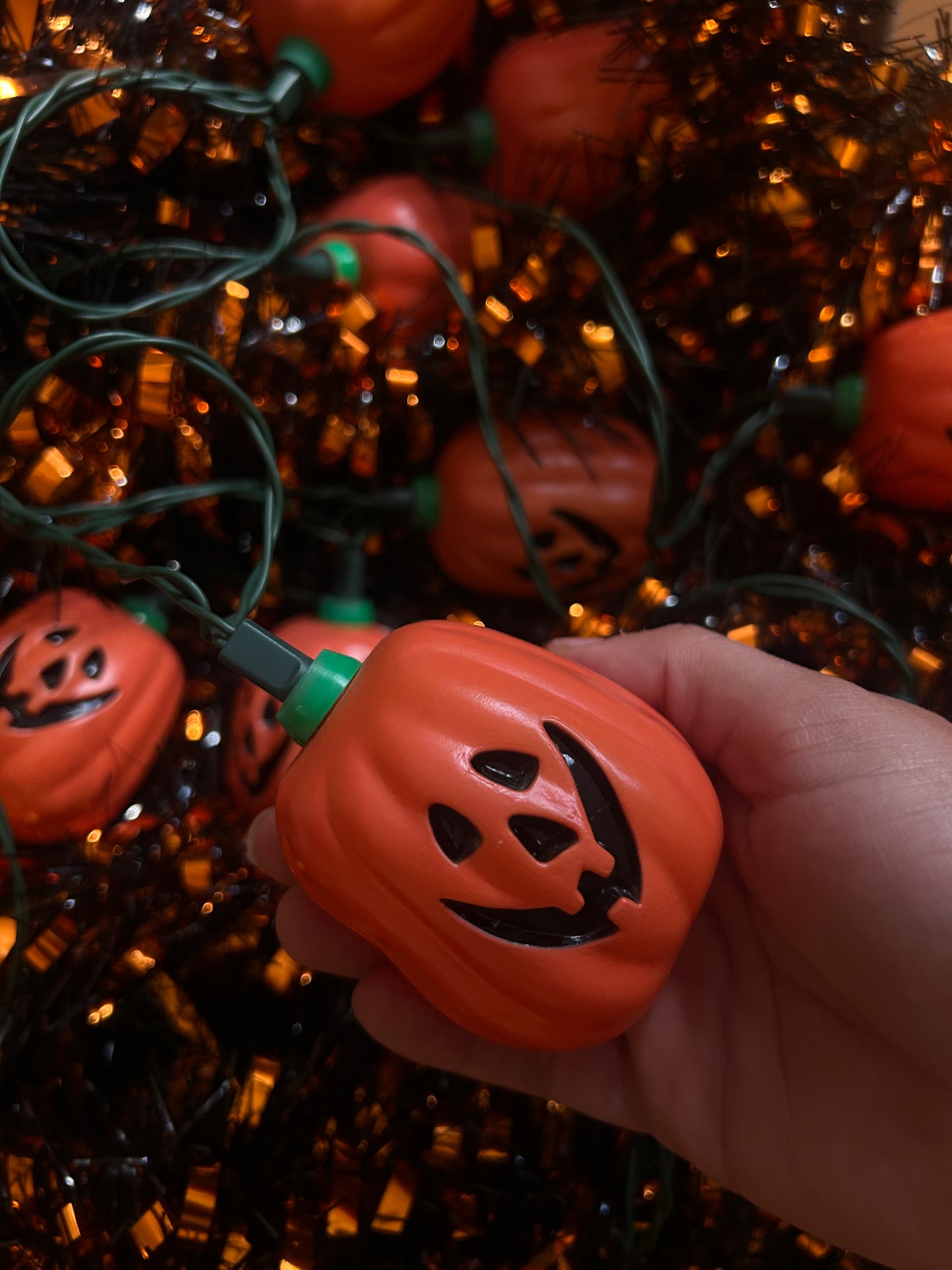 Vintage pumpkin blow mold lights 1989 (work)
