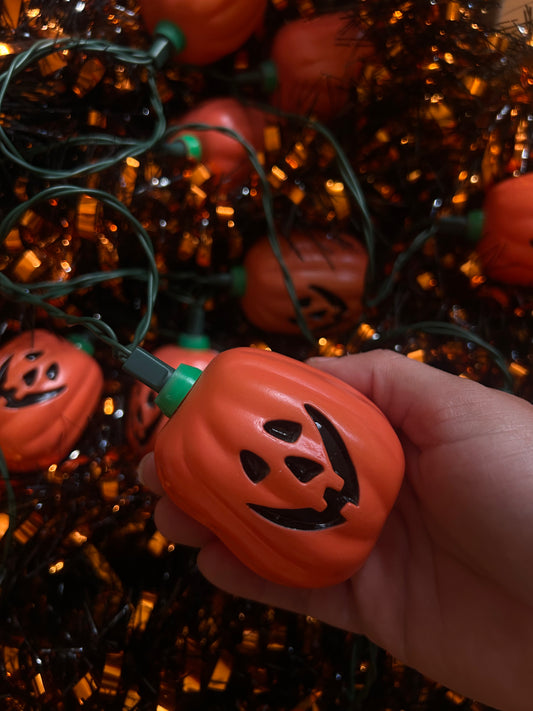 Vintage pumpkin blow mold lights 1989 (work)