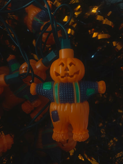 RARE Jack O Lantern scarecrow string lights 1988 (work)