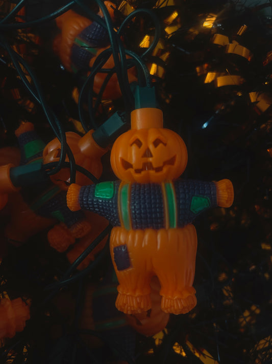 RARE Jack O Lantern scarecrow string lights 1988 (work)