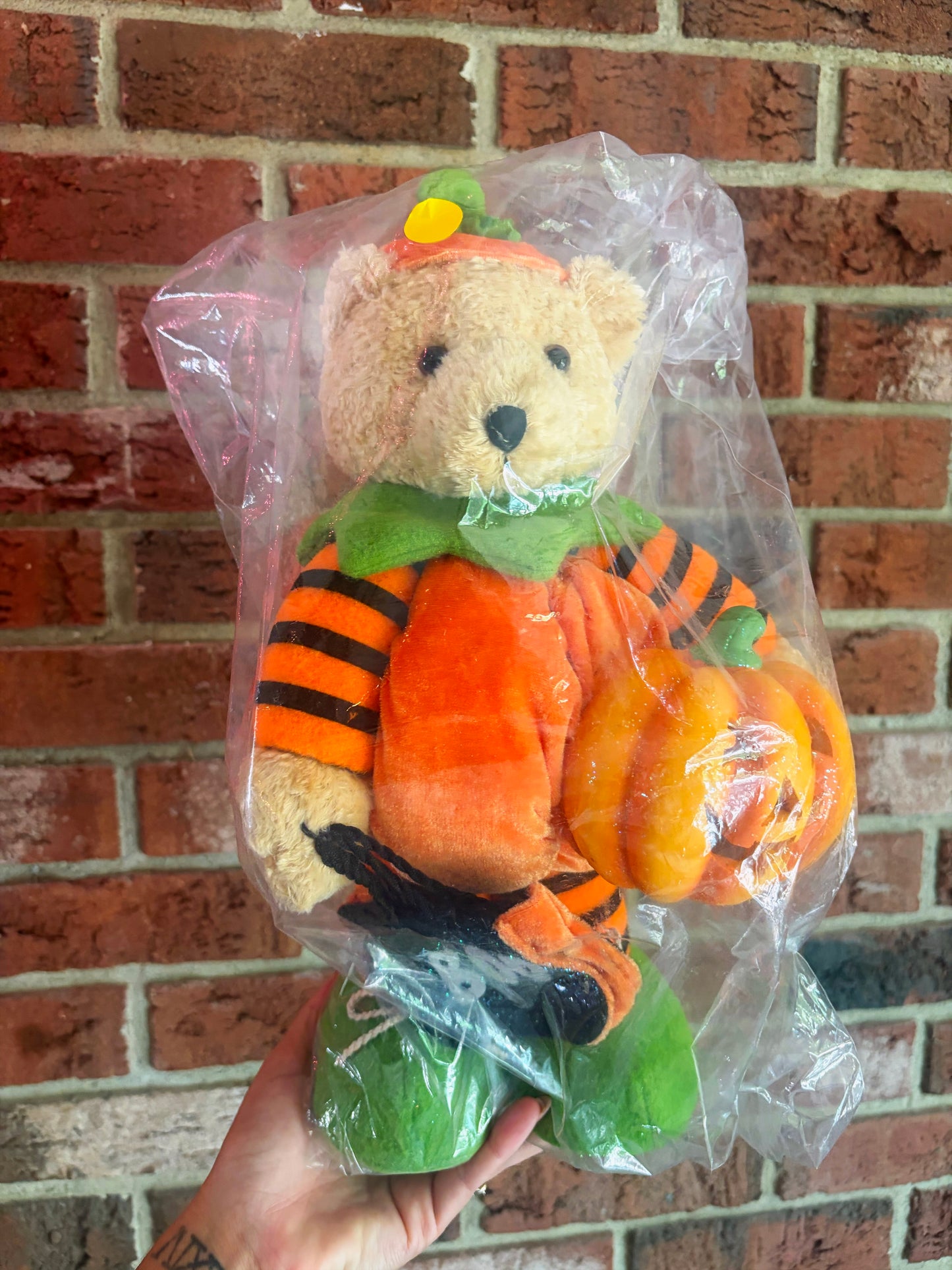 Avon Bear Plush Stuffed Toy Animal 13" Halloween Pumpkin Boo Jack-O-Lantern NIP