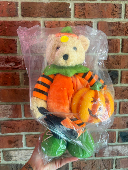 Avon Bear Plush Stuffed Toy Animal 13" Halloween Pumpkin Boo Jack-O-Lantern NIP