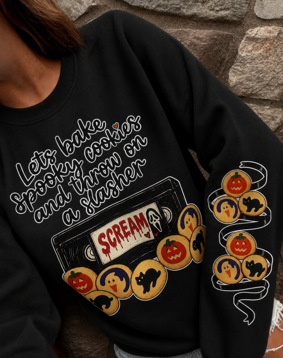 Let’s bake + watch a slasher! TPE collab (pullover or tee)