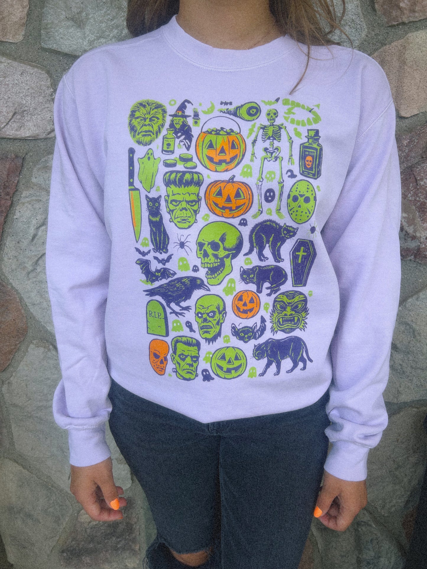 Spooky collage pullover