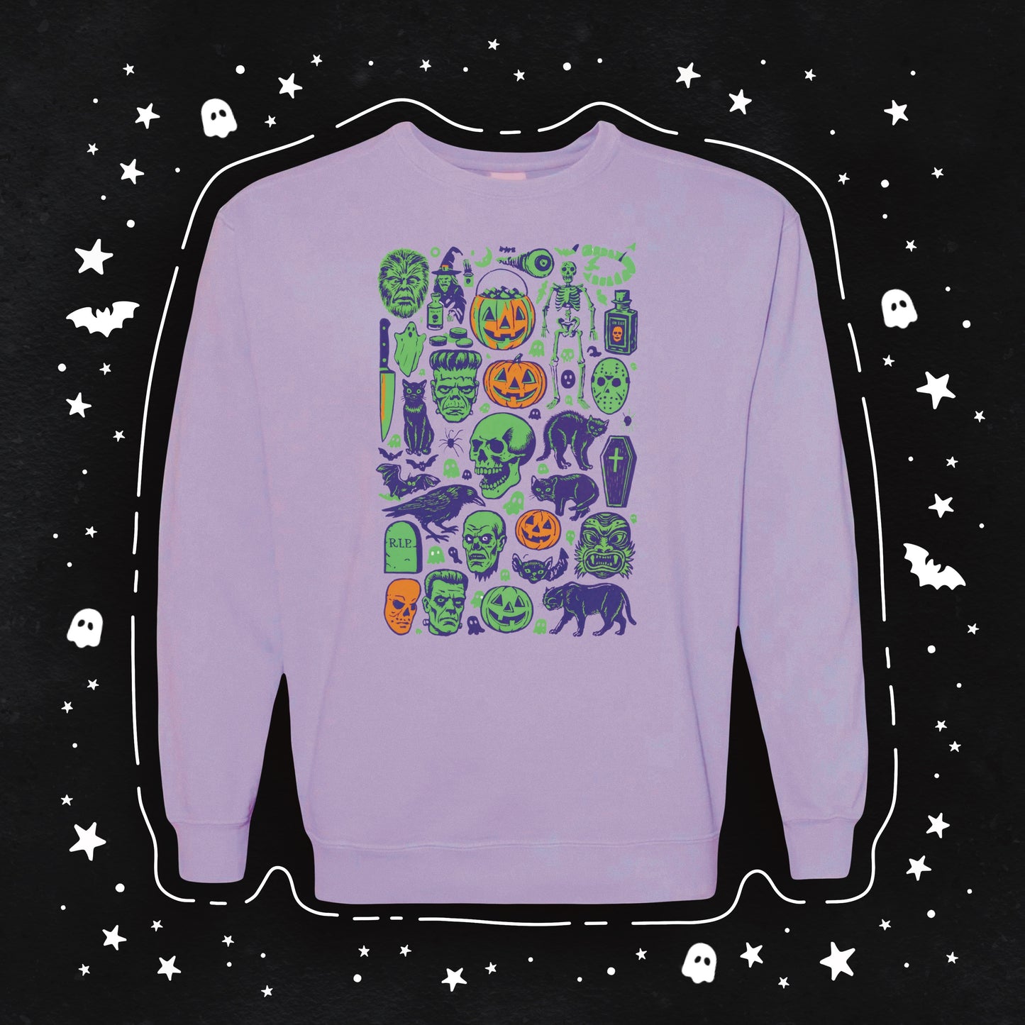 Spooky collage pullover