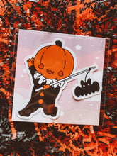 Vintage Halloween Pumpkin boy vinyl sticker - BrightBat design