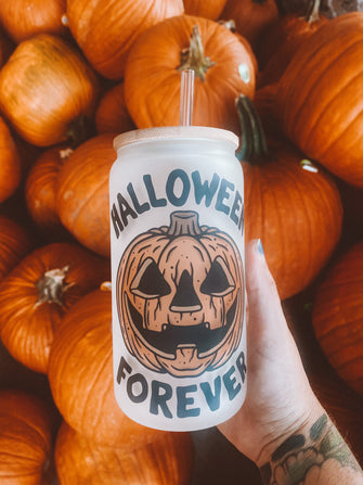 Halloween Forever Frosted Glass Tumbler