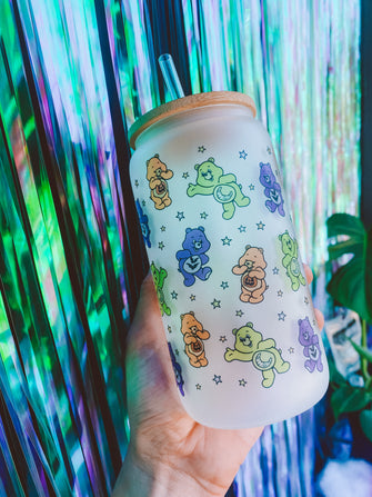 Spooky Care Bears Frosted Glass Tumbler