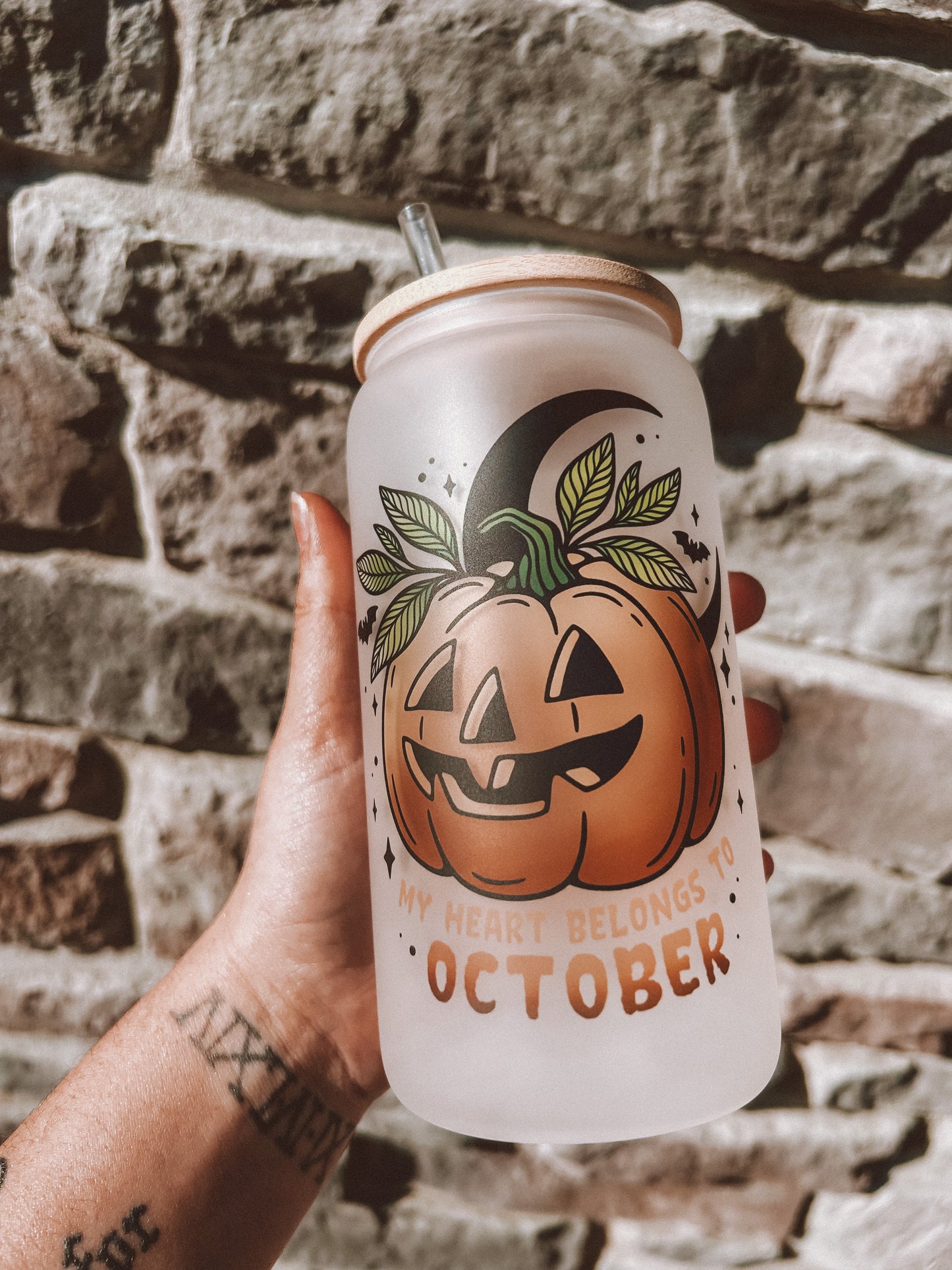 My Heart Belongs to October Frosted Glass Tumbler