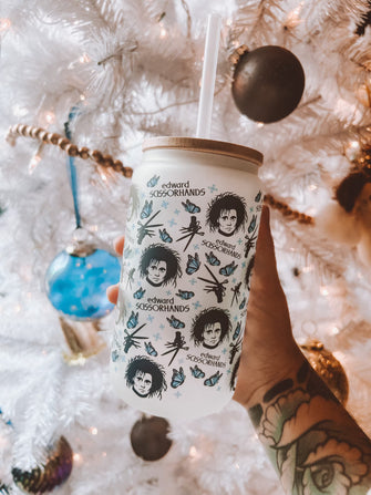 Edward Scissorhands Frosted Glass Tumbler