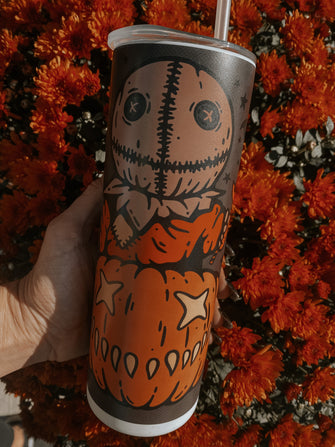 Burlap Mask Man Glow Tumbler