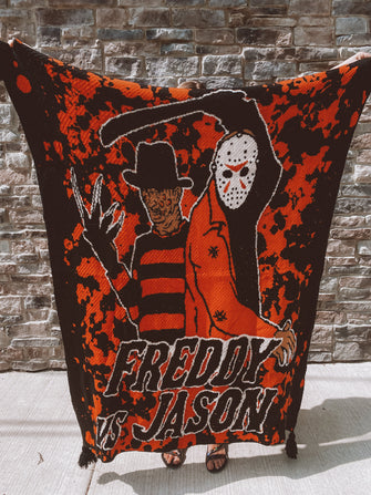 Freddy vs Jason Tassel Blanket