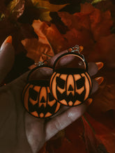Evil pumpkin bucket 3D printed earrings